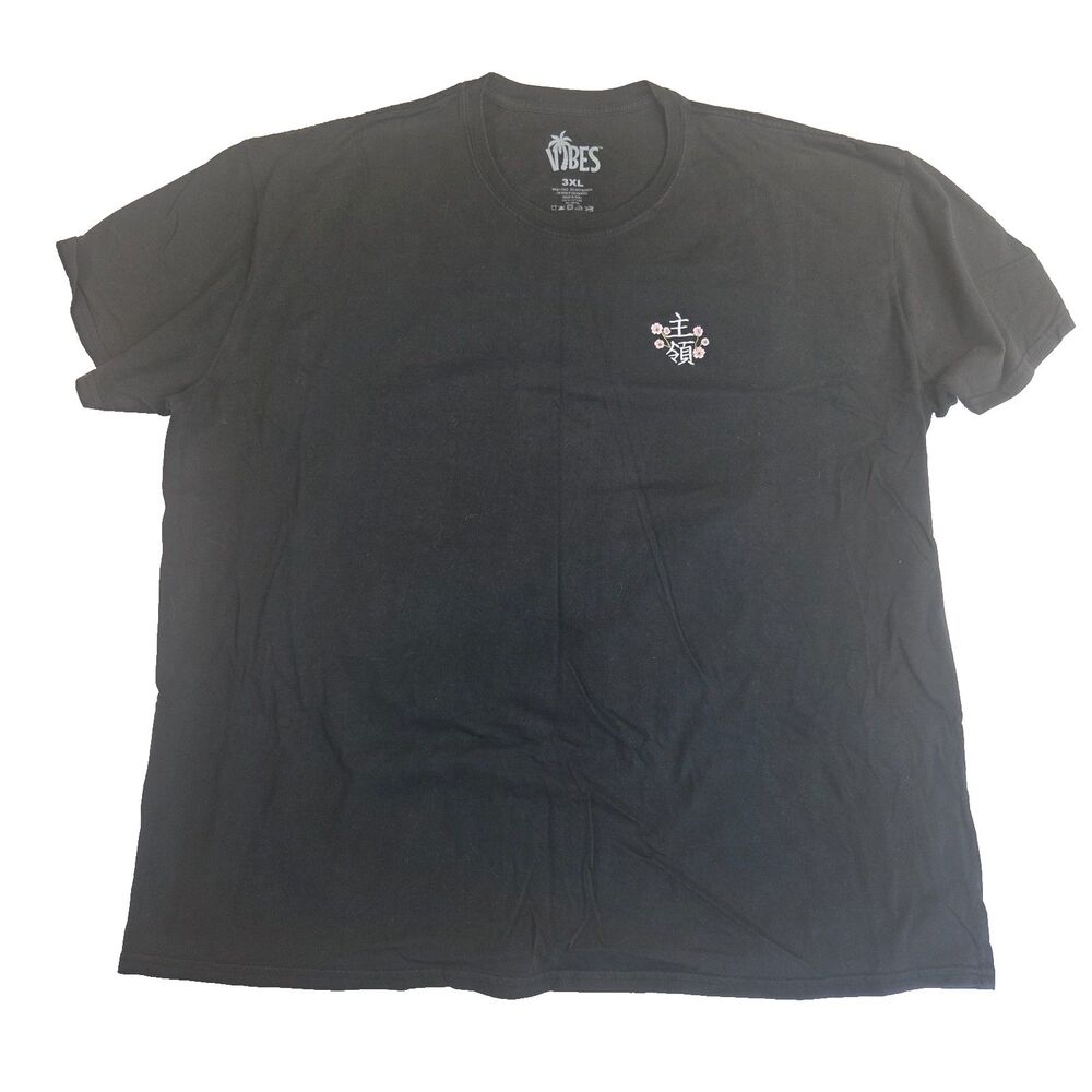 Vibes Japan Cherry Blossom Graphic T-Shirt Black 3XL Anime Style Men